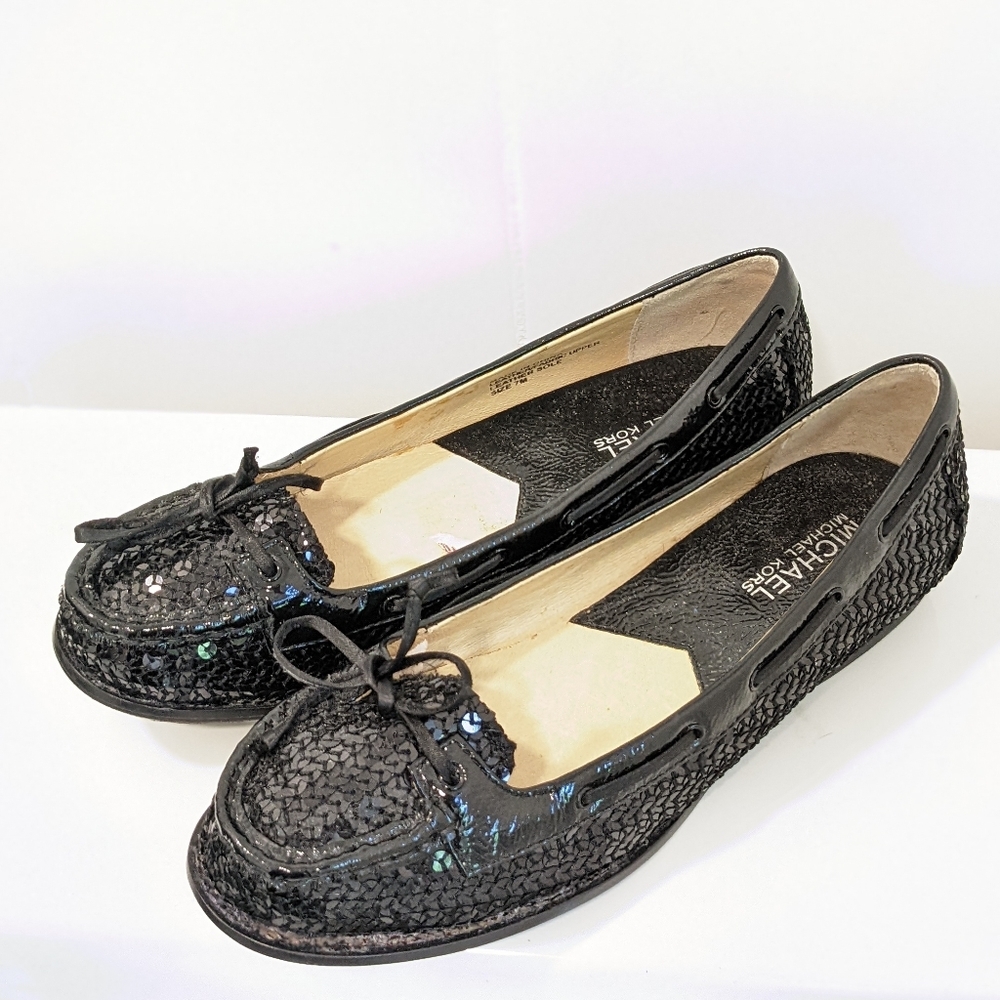 Michael kors leather and sequin loafers
